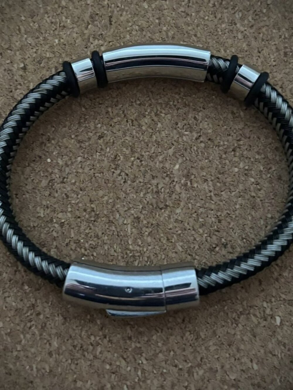 Chisel Men’s Bracelet Stainless Steel Polished Black IP Plated 1/10ct TW Diamond